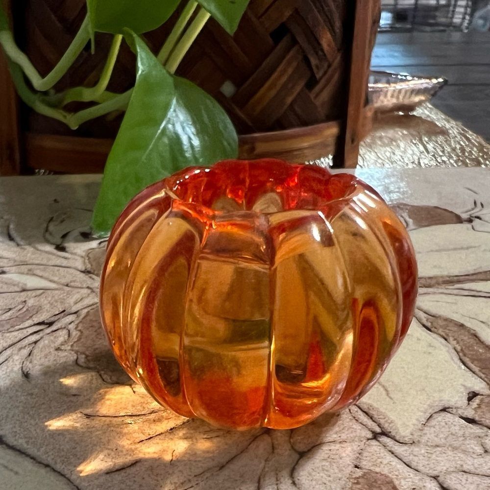 Pumpkin Glass Candle Holder, Set of 4